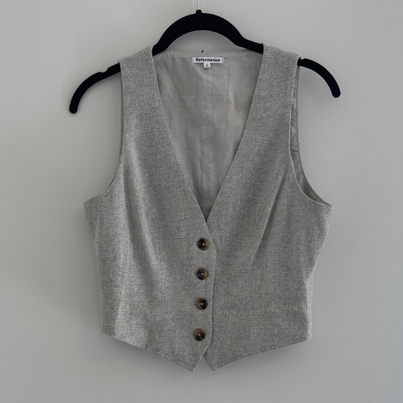 Reformation Tops - Reformation Grey Tweed Buttoned Vest